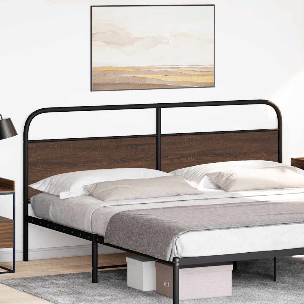 Vervangend hoofdbord 200 cm bewerkt hout en staal bruin eikenkleurig is nu te koop bij PeponiXL, paradijselijk wonen!