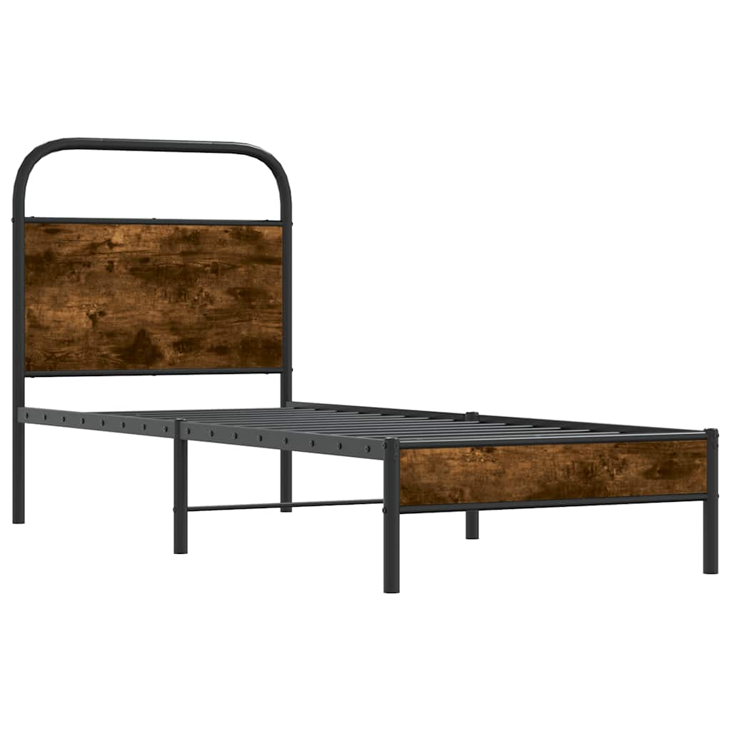 Bedframe zonder matras bewerkt hout gerookt eiken 75x190 cm is nu te koop bij PeponiXL, paradijselijk wonen!