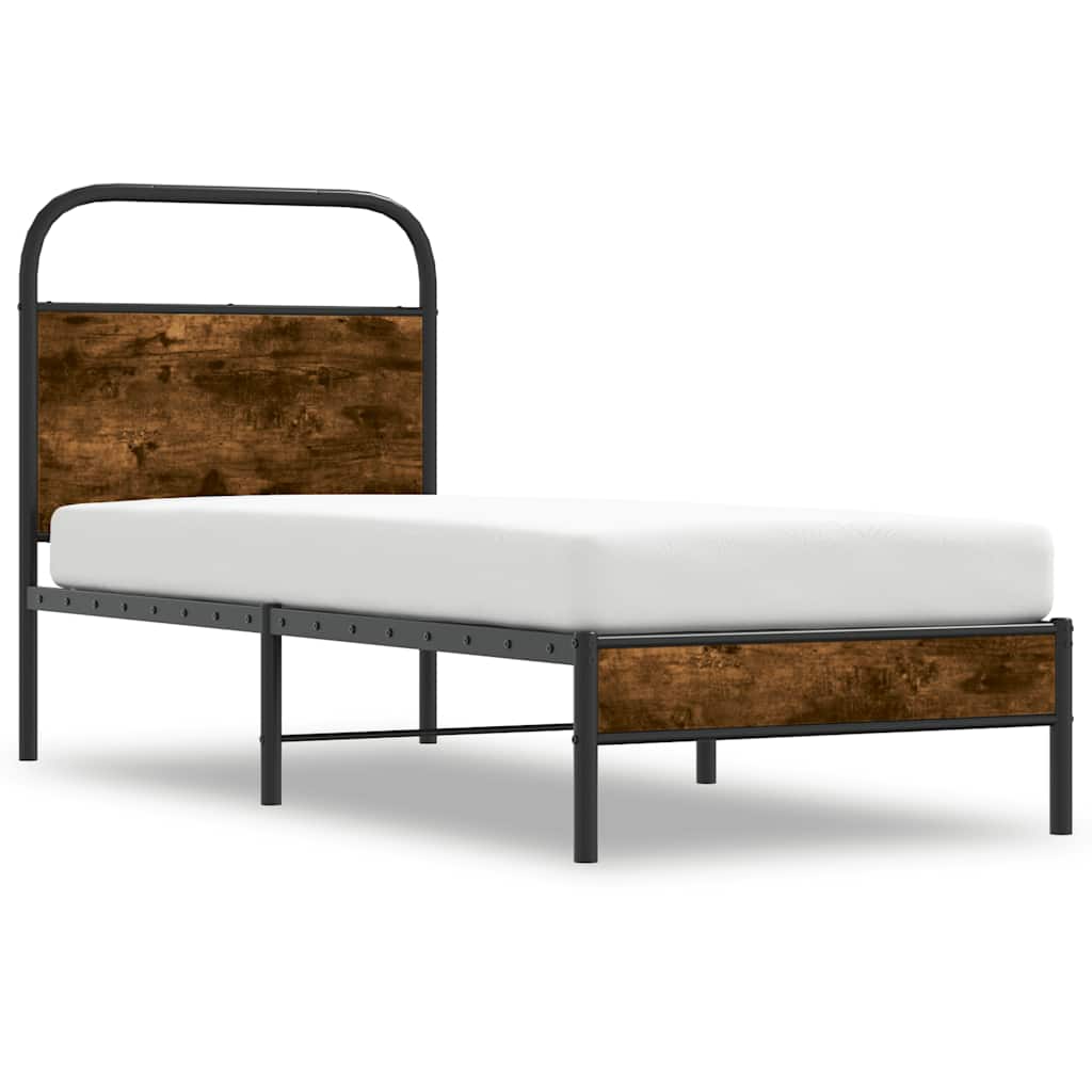 Bedframe zonder matras bewerkt hout gerookt eiken 75x190 cm is nu te koop bij PeponiXL, paradijselijk wonen!