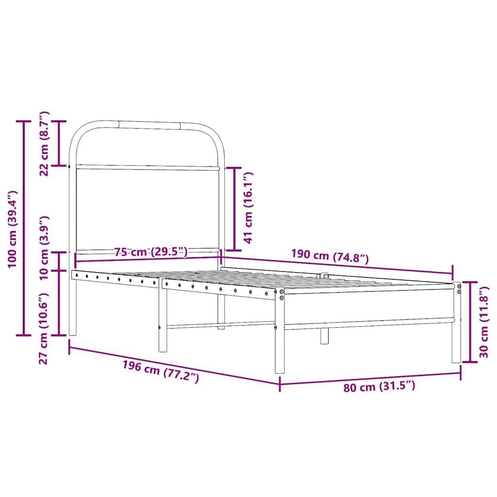 Bedframe zonder matras bewerkt hout gerookt eiken 75x190 cm is nu te koop bij PeponiXL, paradijselijk wonen!