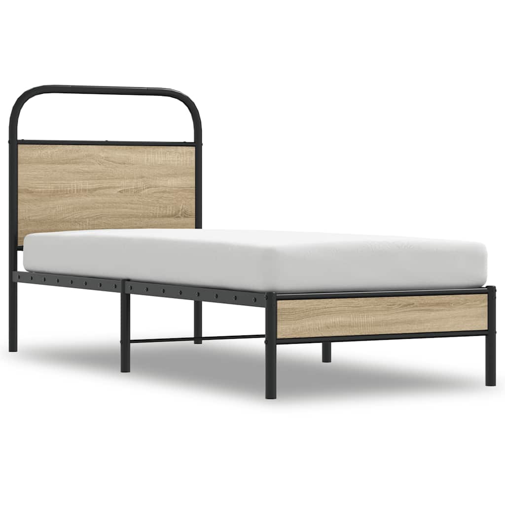 Bedframe zonder matras bewerkt hout gerookt eiken 80x200 cm is nu te koop bij PeponiXL, paradijselijk wonen!