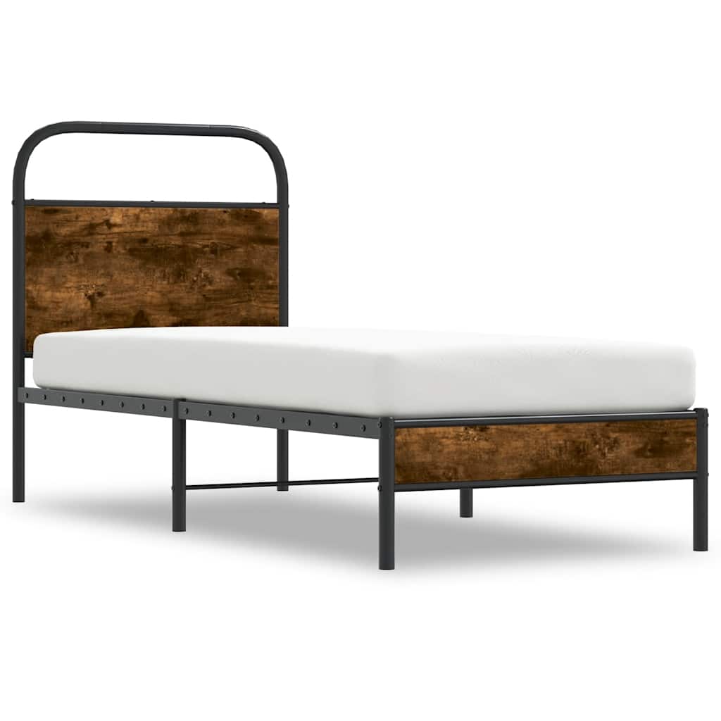 Bedframe zonder matras bewerkt hout gerookt eiken 80x200 cm is nu te koop bij PeponiXL, paradijselijk wonen!