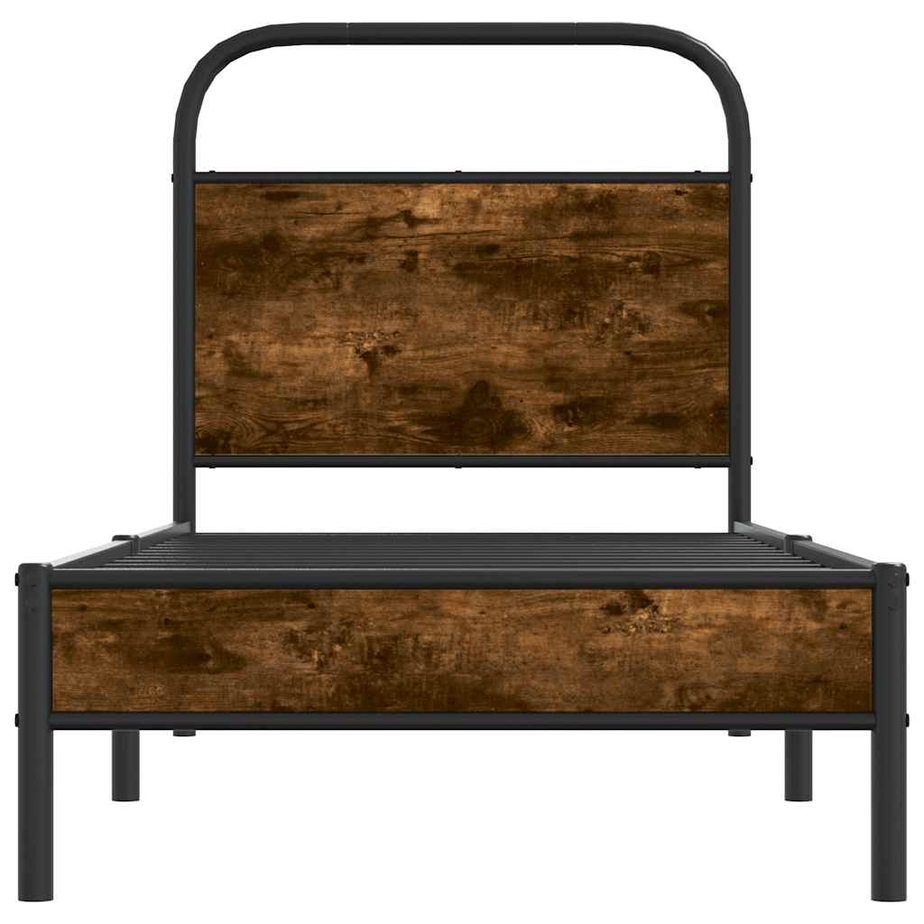 Bedframe zonder matras bewerkt hout gerookt eiken 80x200 cm is nu te koop bij PeponiXL, paradijselijk wonen!