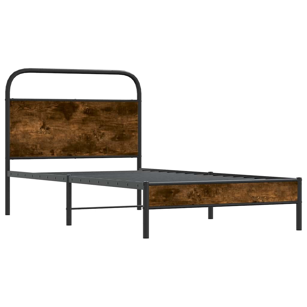 Bedframe zonder matras bewerkt hout gerookt eiken 90x190 cm is nu te koop bij PeponiXL, paradijselijk wonen!