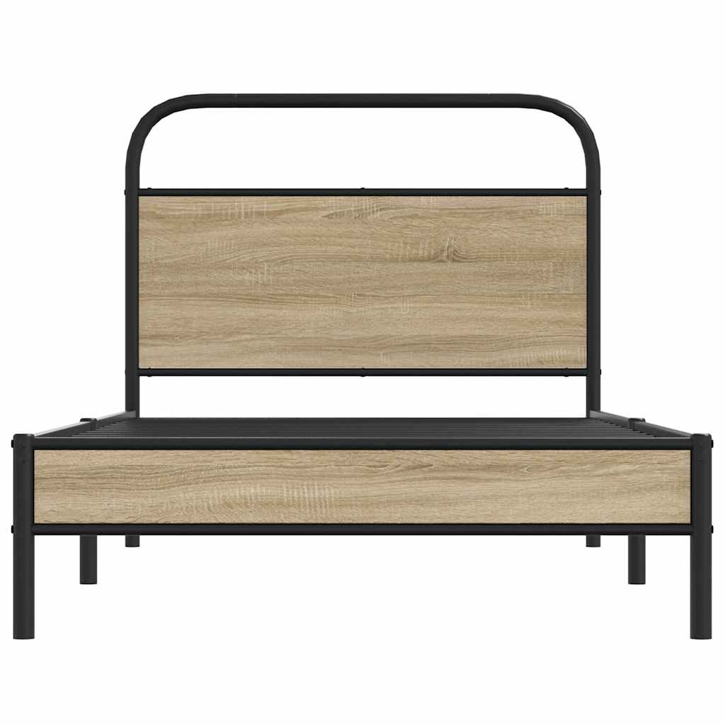 Bedframe zonder matras bewerkt hout gerookt eiken 90x200 cm is nu te koop bij PeponiXL, paradijselijk wonen!