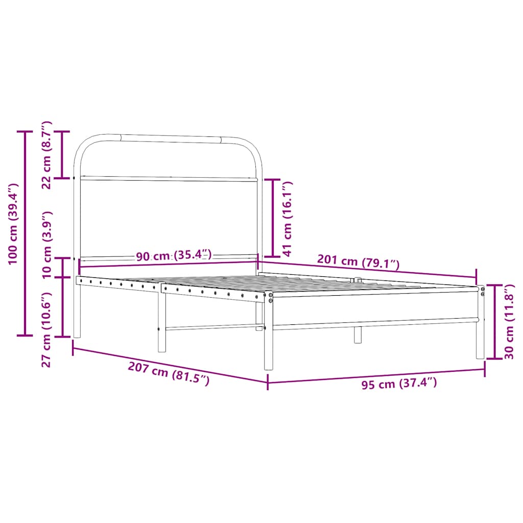 Bedframe zonder matras bewerkt hout gerookt eiken 90x200 cm is nu te koop bij PeponiXL, paradijselijk wonen!