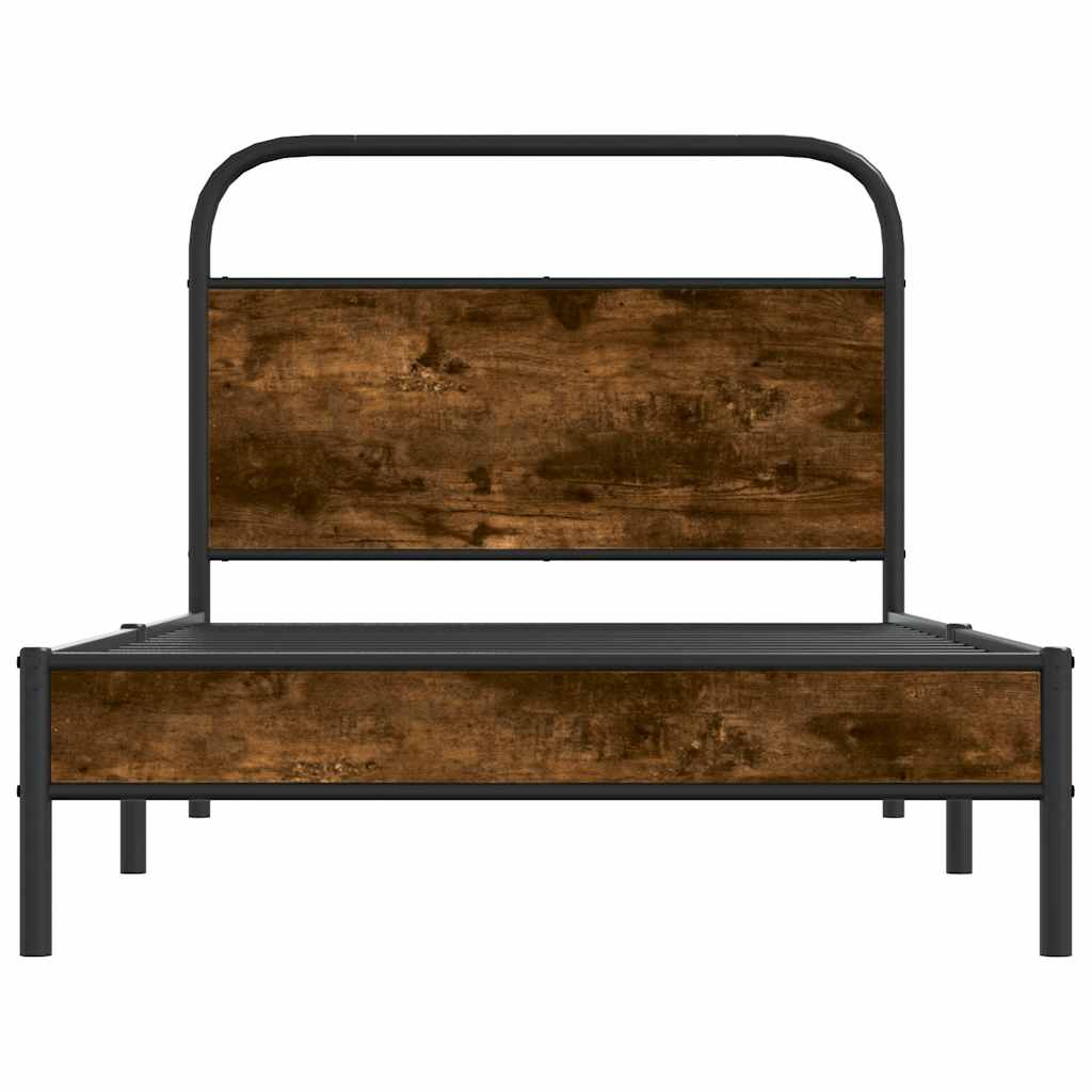 Bedframe zonder matras bewerkt hout gerookt eiken 100x190 cm is nu te koop bij PeponiXL, paradijselijk wonen!