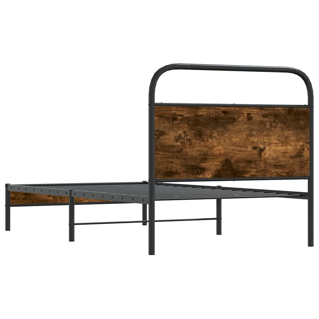 Bedframe zonder matras bewerkt hout gerookt eiken 100x190 cm is nu te koop bij PeponiXL, paradijselijk wonen!