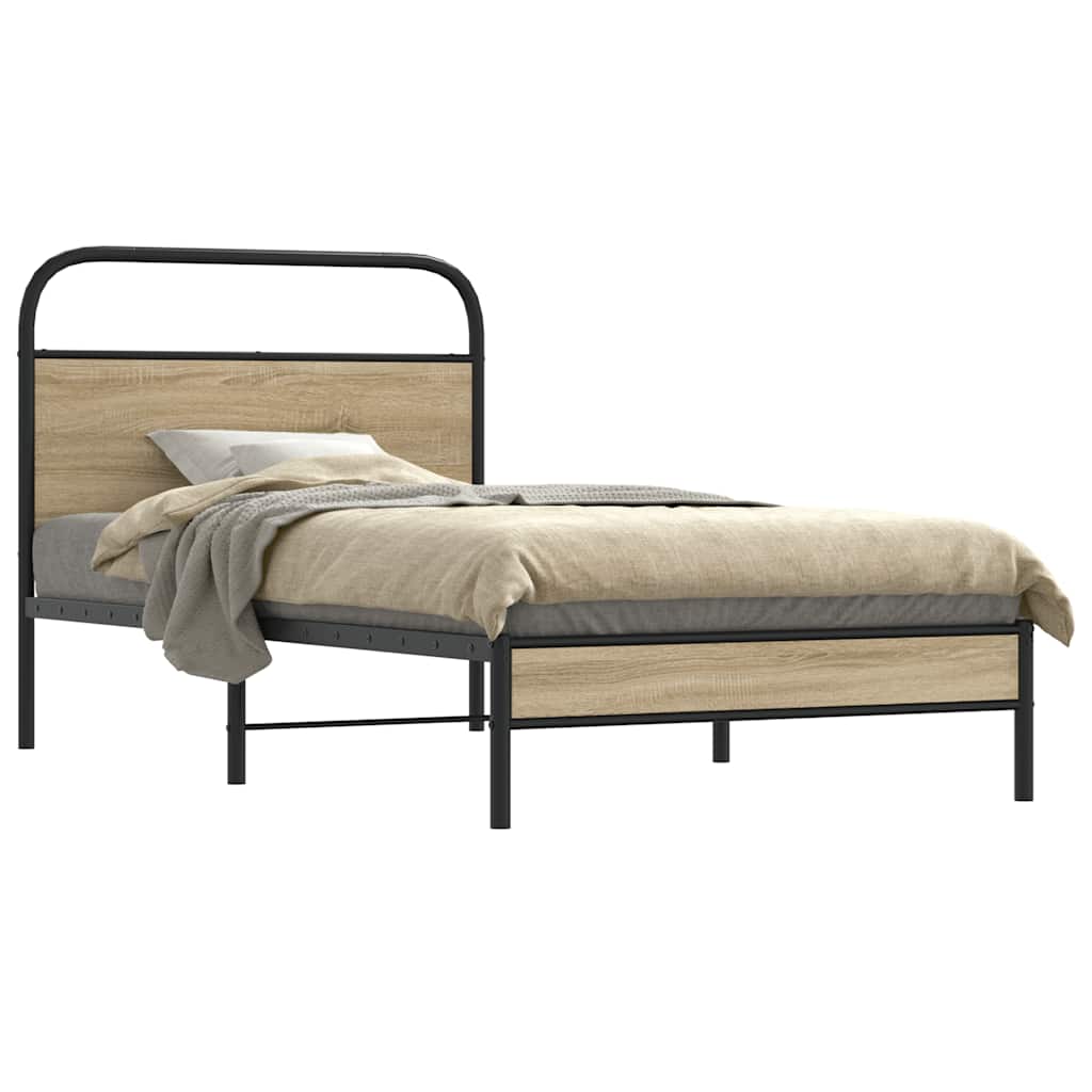 Bedframe zonder matras bewerkt hout gerookt eiken 100x190 cm is nu te koop bij PeponiXL, paradijselijk wonen!