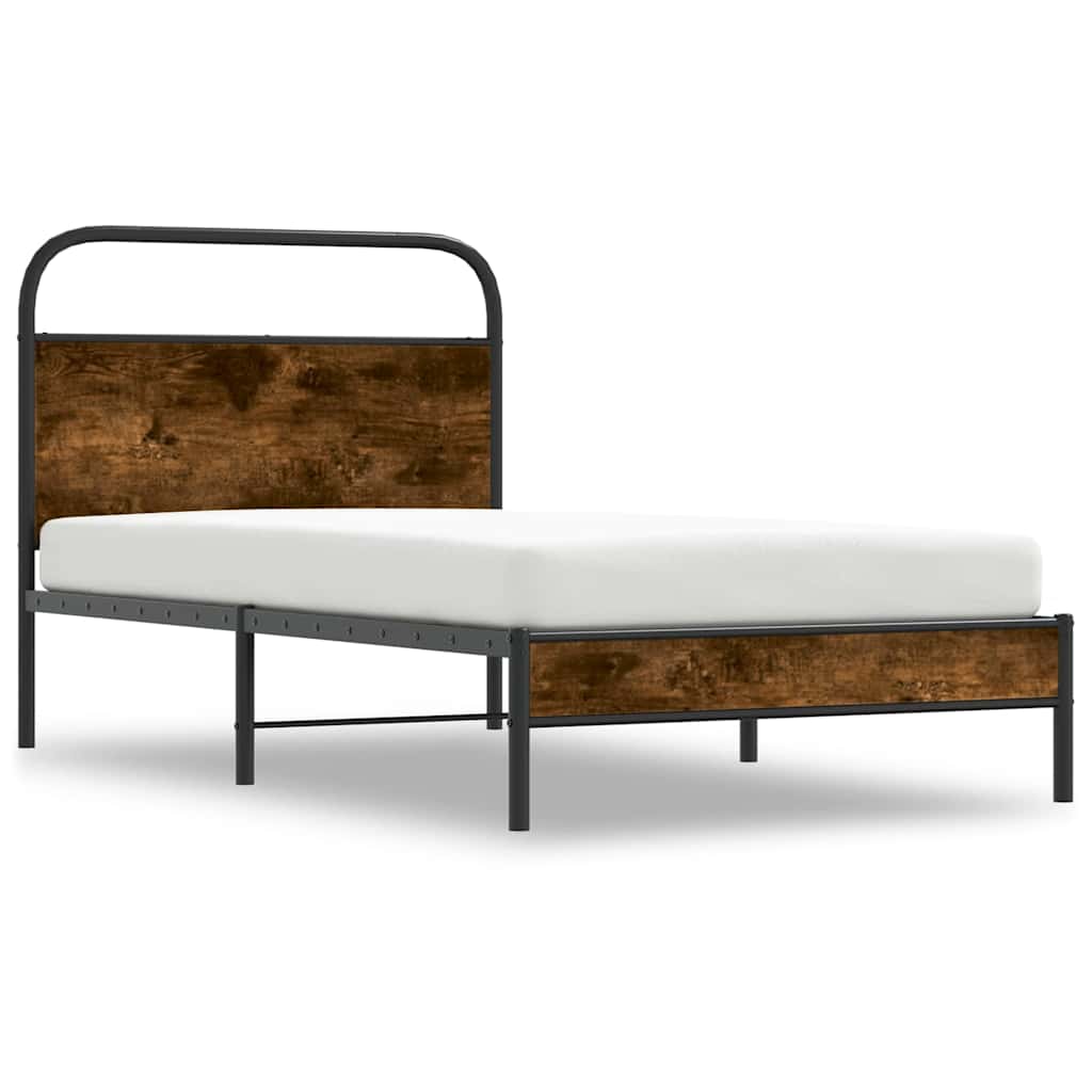 Bedframe zonder matras bewerkt hout gerookt eiken 100x200 cm is nu te koop bij PeponiXL, paradijselijk wonen!