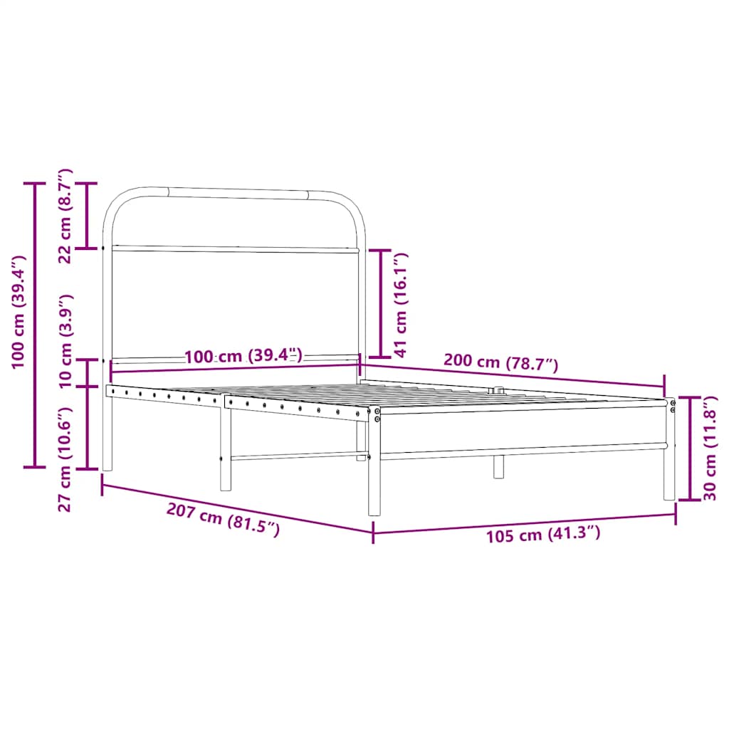 Bedframe zonder matras bewerkt hout gerookt eiken 100x200 cm is nu te koop bij PeponiXL, paradijselijk wonen!