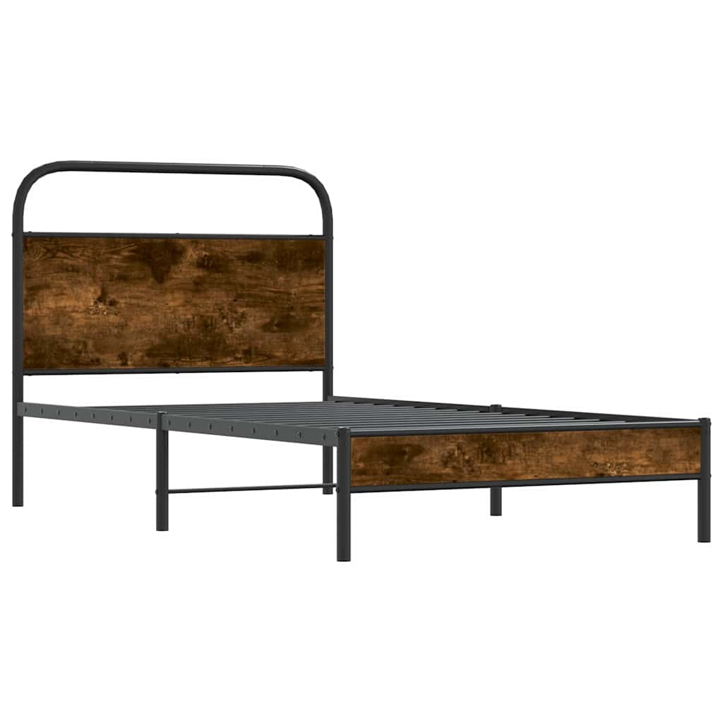 Bedframe zonder matras bewerkt hout gerookt eiken 107x203 cm is nu te koop bij PeponiXL, paradijselijk wonen!