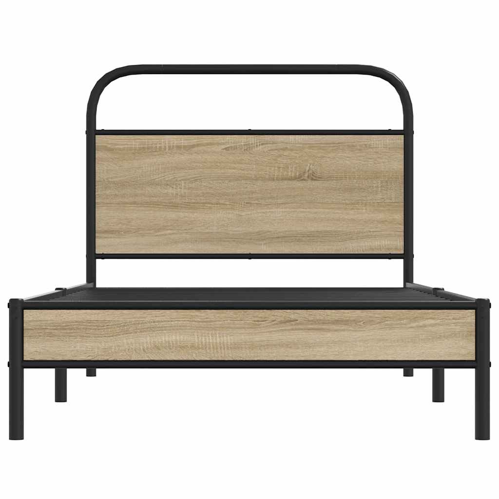 Bedframe zonder matras bewerkt hout gerookt eiken 107x203 cm is nu te koop bij PeponiXL, paradijselijk wonen!