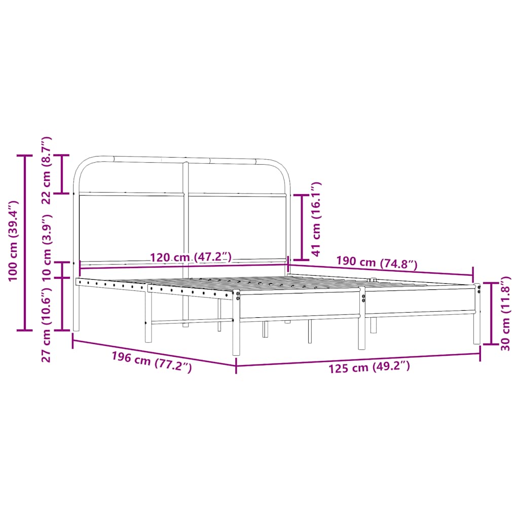 Bedframe zonder matras bewerkt hout gerookt eiken 120x190 cm is nu te koop bij PeponiXL, paradijselijk wonen!