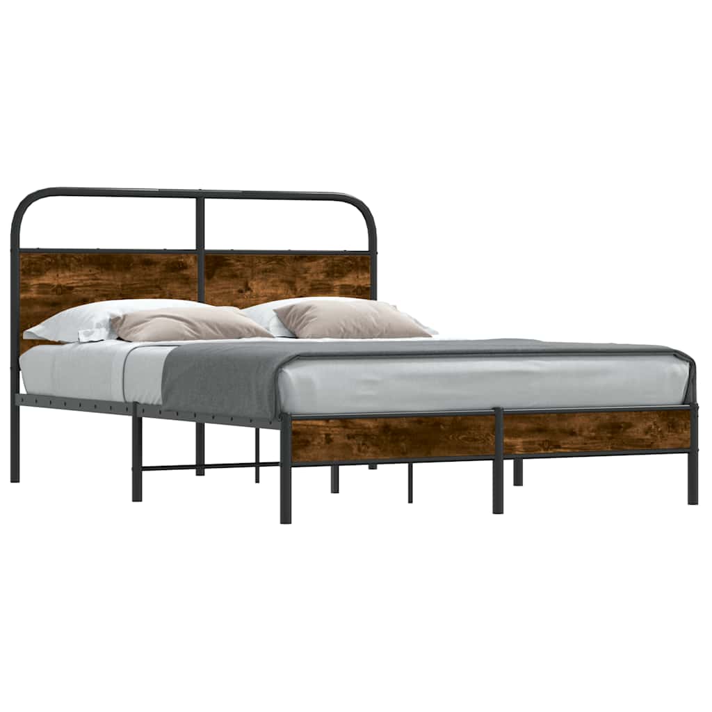 Bedframe zonder matras bewerkt hout gerookt eiken 120x200 cm is nu te koop bij PeponiXL, paradijselijk wonen!