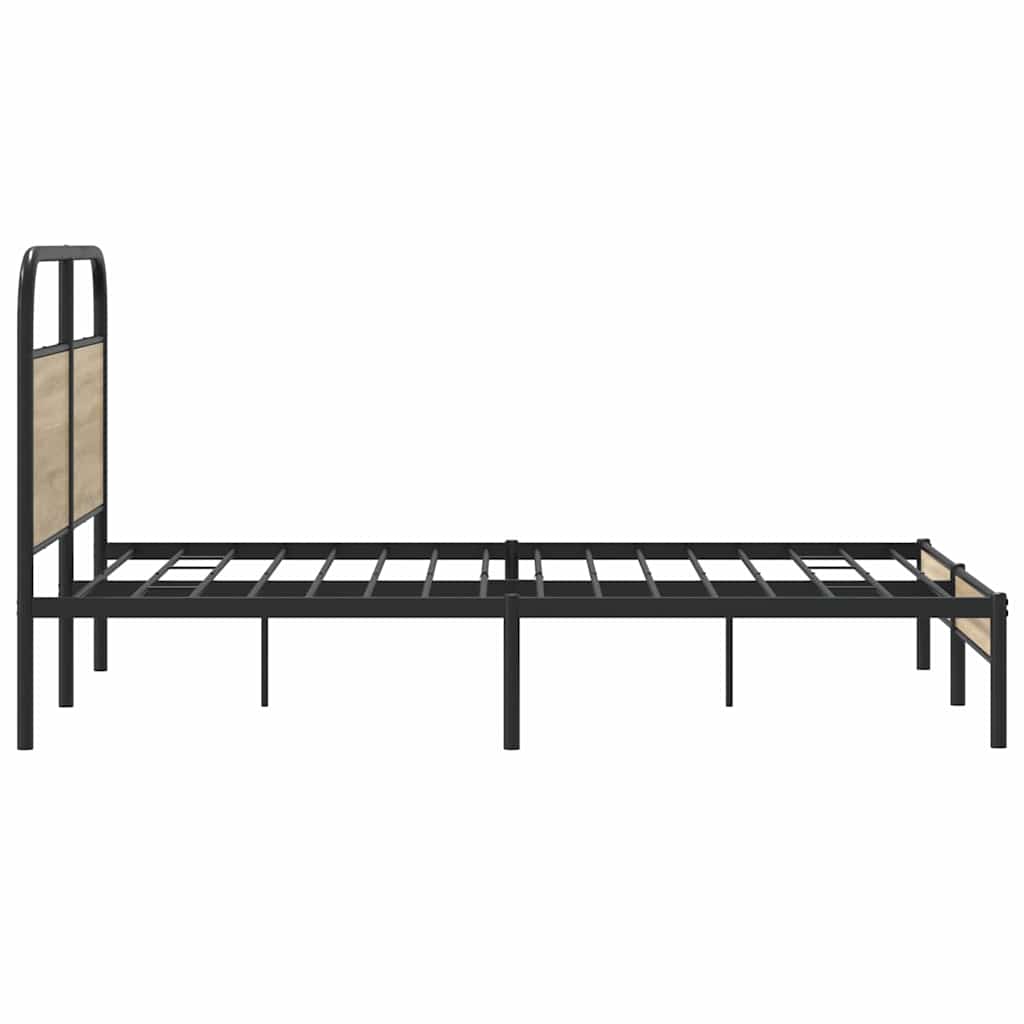 Bedframe zonder matras bewerkt hout gerookt eiken 120x200 cm is nu te koop bij PeponiXL, paradijselijk wonen!