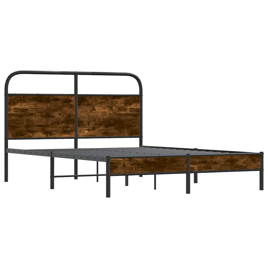 Bedframe zonder matras bewerkt hout gerookt eiken 135x190 cm is nu te koop bij PeponiXL, paradijselijk wonen!
