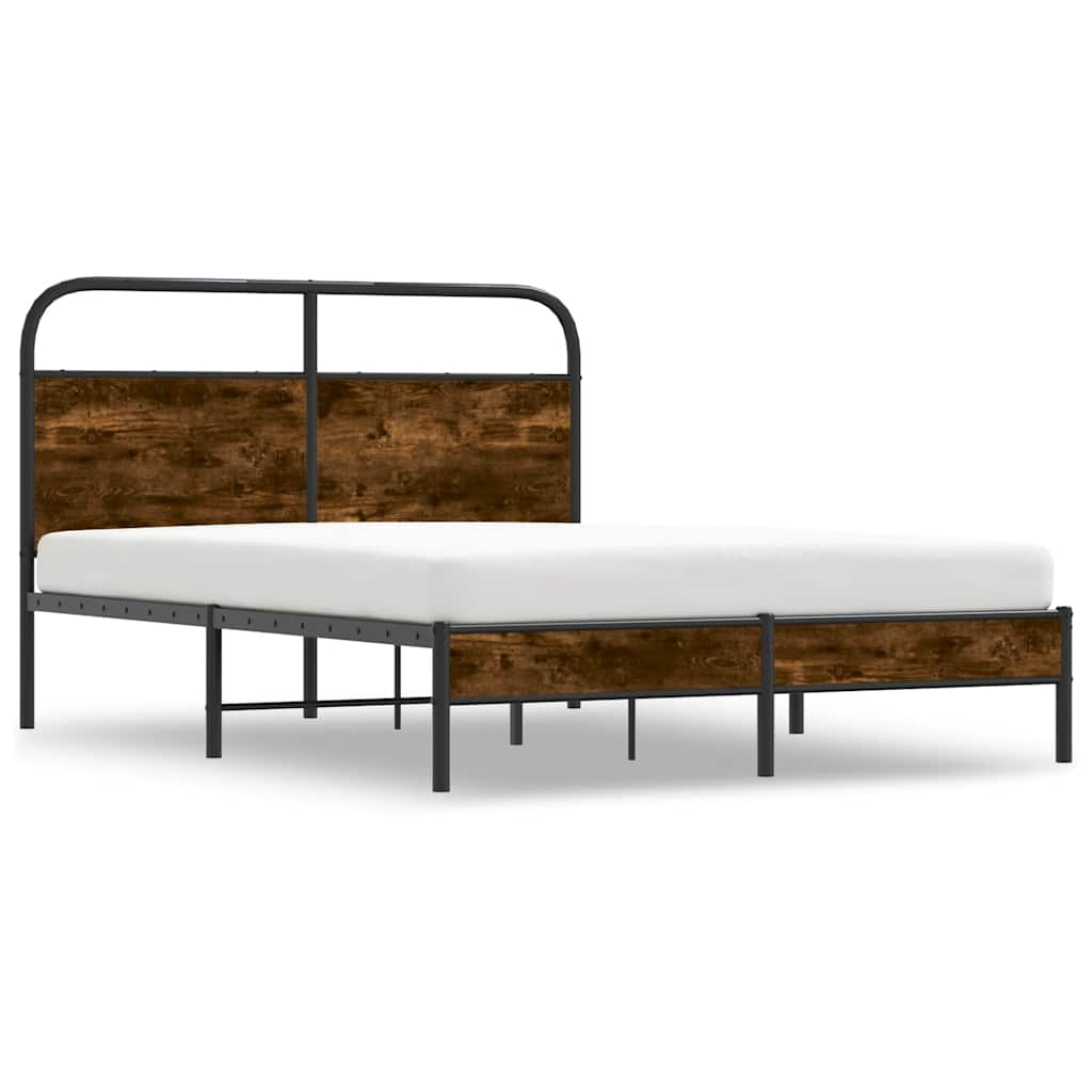 Bedframe zonder matras bewerkt hout gerookt eiken 135x190 cm is nu te koop bij PeponiXL, paradijselijk wonen!