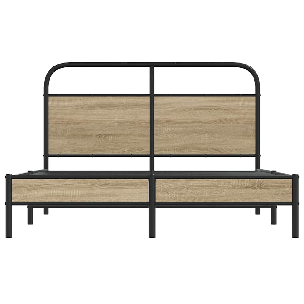 Bedframe zonder matras bewerkt hout gerookt eiken 135x190 cm is nu te koop bij PeponiXL, paradijselijk wonen!