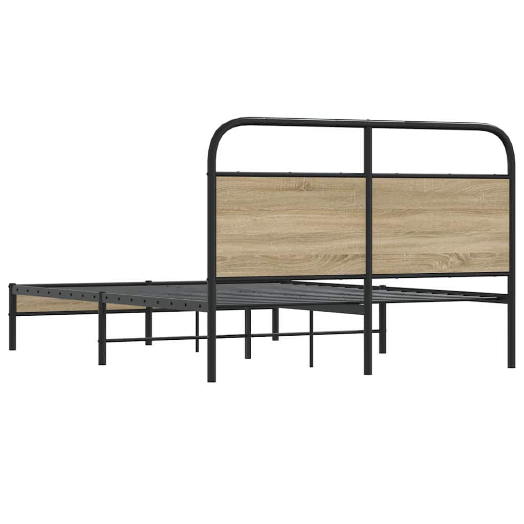 Bedframe zonder matras bewerkt hout gerookt eiken 135x190 cm is nu te koop bij PeponiXL, paradijselijk wonen!