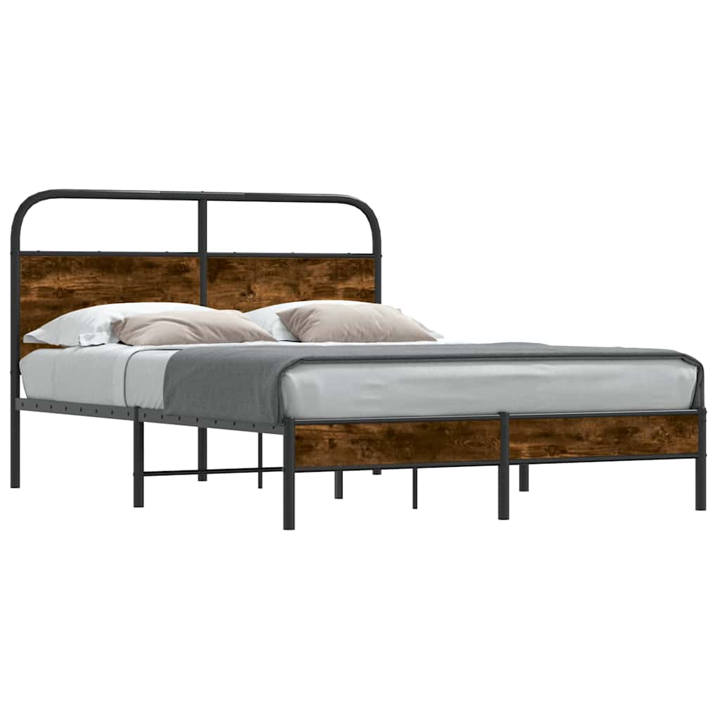 Bedframe zonder matras bewerkt hout gerookt eiken 140x190 cm is nu te koop bij PeponiXL, paradijselijk wonen!