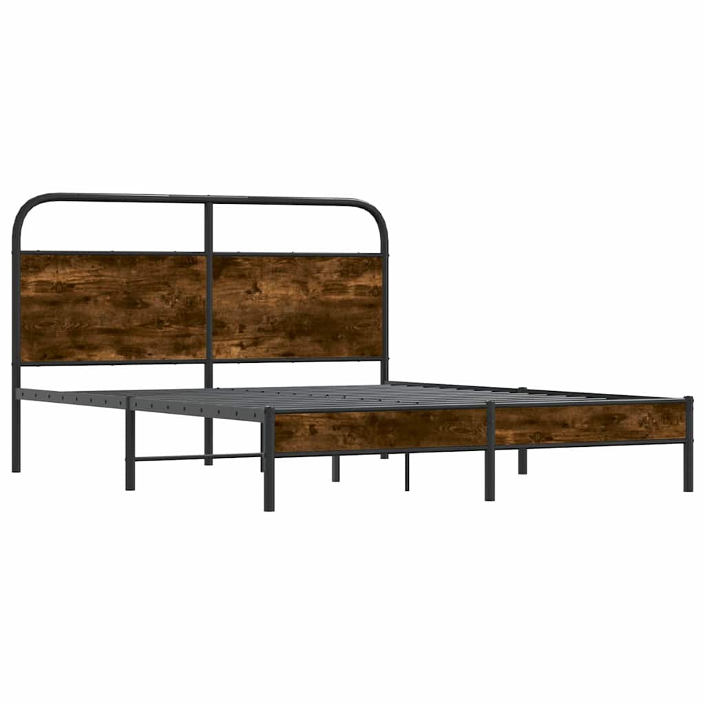 Bedframe zonder matras bewerkt hout gerookt eiken 150x200 cm is nu te koop bij PeponiXL, paradijselijk wonen!
