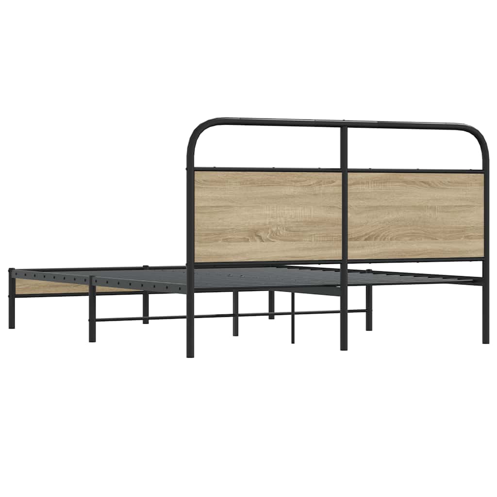 Bedframe zonder matras bewerkt hout gerookt eiken 150x200 cm is nu te koop bij PeponiXL, paradijselijk wonen!