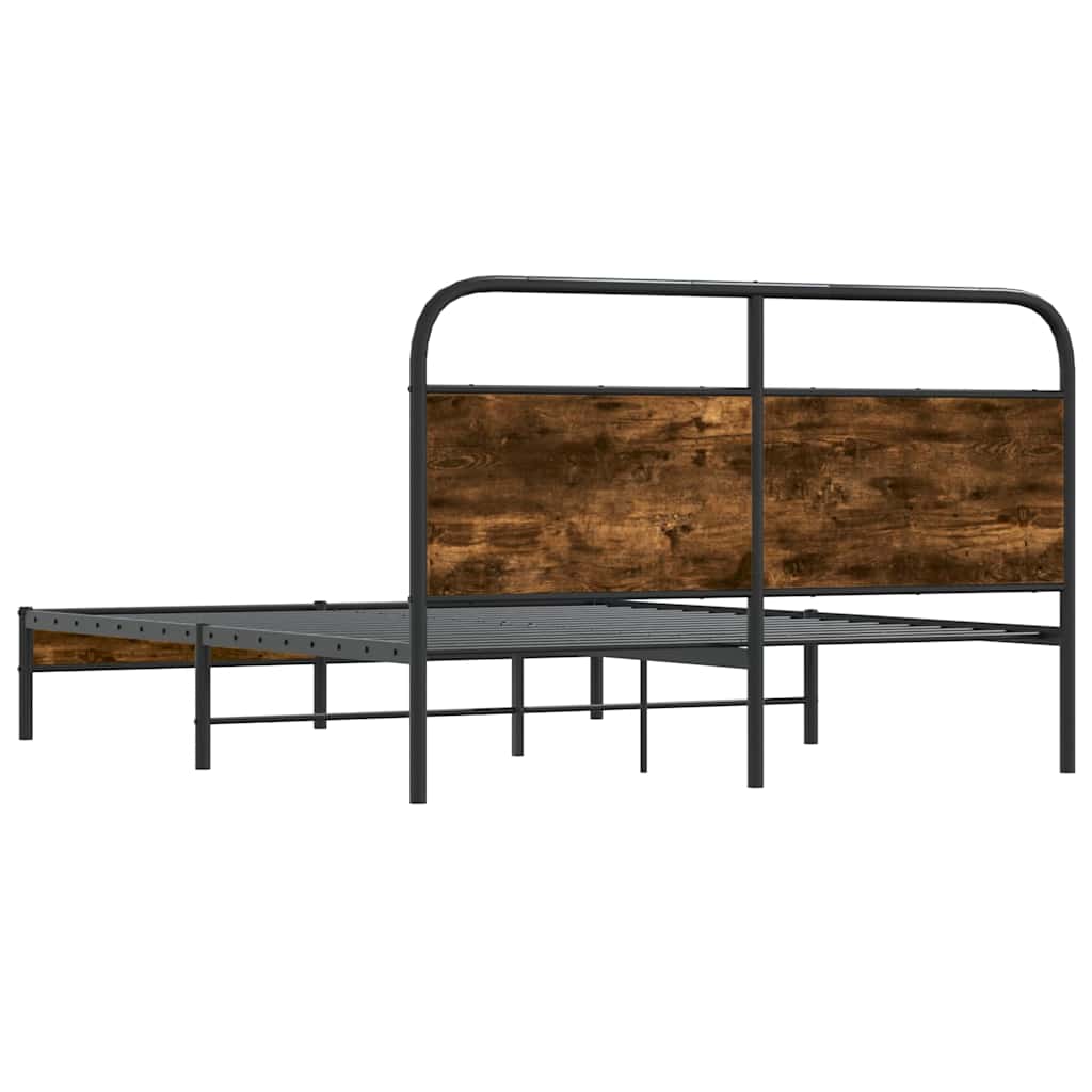 Bedframe zonder matras bewerkt hout gerookt eiken 150x200 cm is nu te koop bij PeponiXL, paradijselijk wonen!