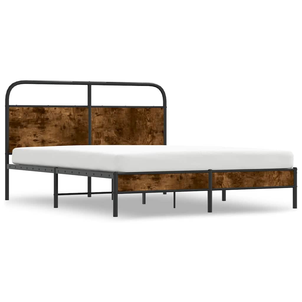 Bedframe zonder matras bewerkt hout gerookt eiken 150x200 cm is nu te koop bij PeponiXL, paradijselijk wonen!