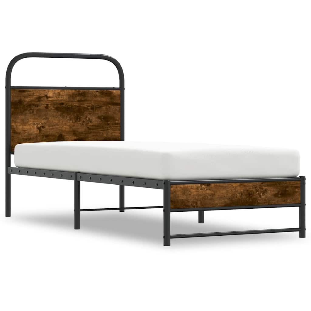 Bedframe zonder matras bewerkt hout gerookt eiken 75x190 cm is nu te koop bij PeponiXL, paradijselijk wonen!