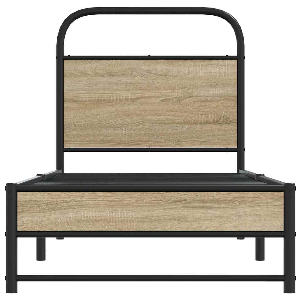 Bedframe zonder matras bewerkt hout gerookt eiken 75x190 cm is nu te koop bij PeponiXL, paradijselijk wonen!