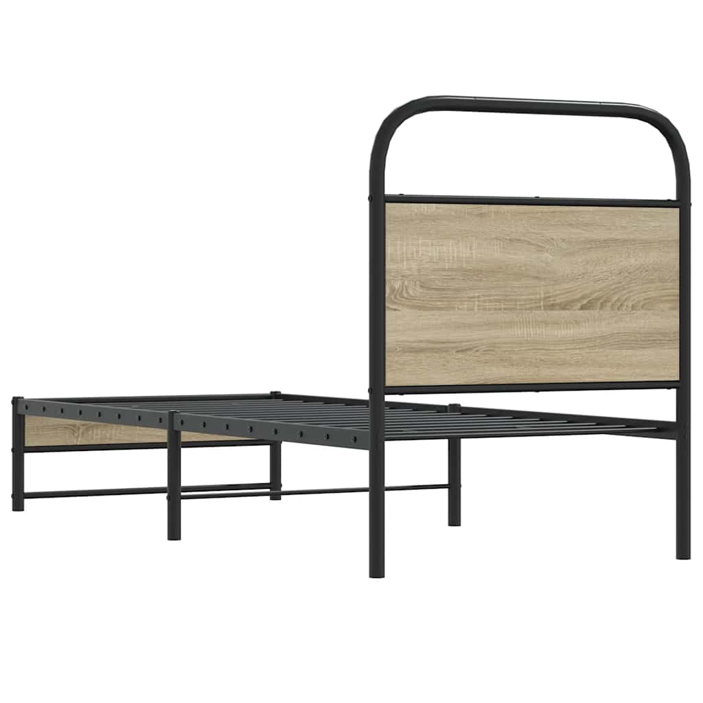 Bedframe zonder matras bewerkt hout gerookt eiken 75x190 cm is nu te koop bij PeponiXL, paradijselijk wonen!