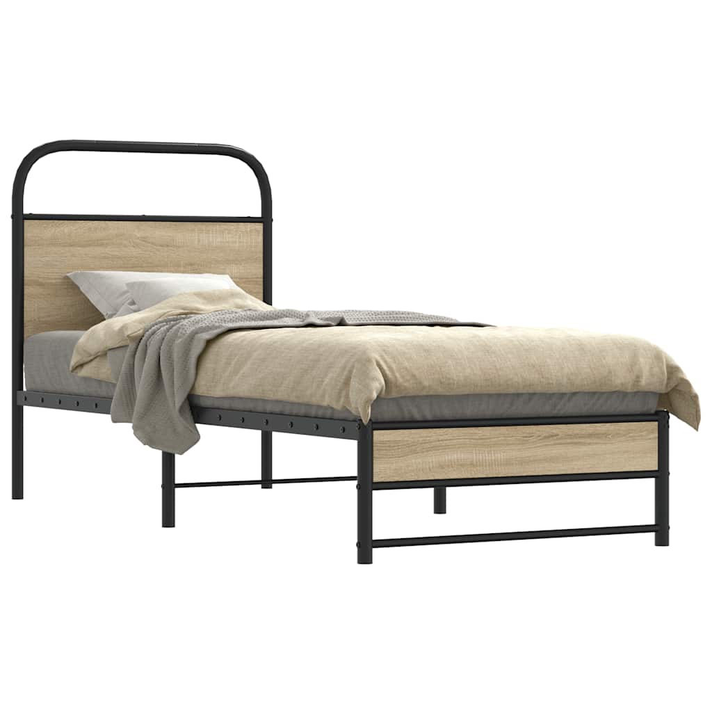 Bedframe zonder matras bewerkt hout gerookt eiken 75x190 cm is nu te koop bij PeponiXL, paradijselijk wonen!