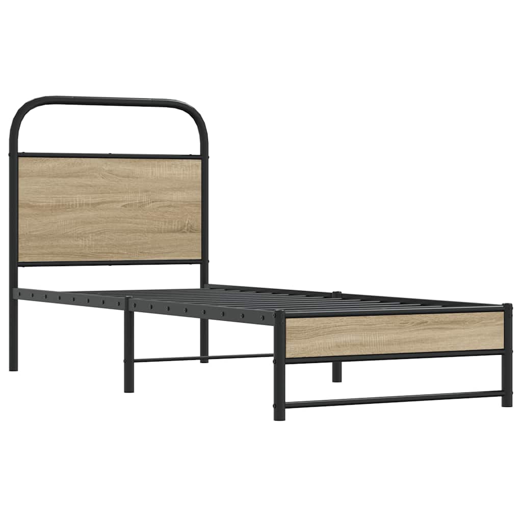 Bedframe zonder matras bewerkt hout gerookt eiken 80x200 cm is nu te koop bij PeponiXL, paradijselijk wonen!