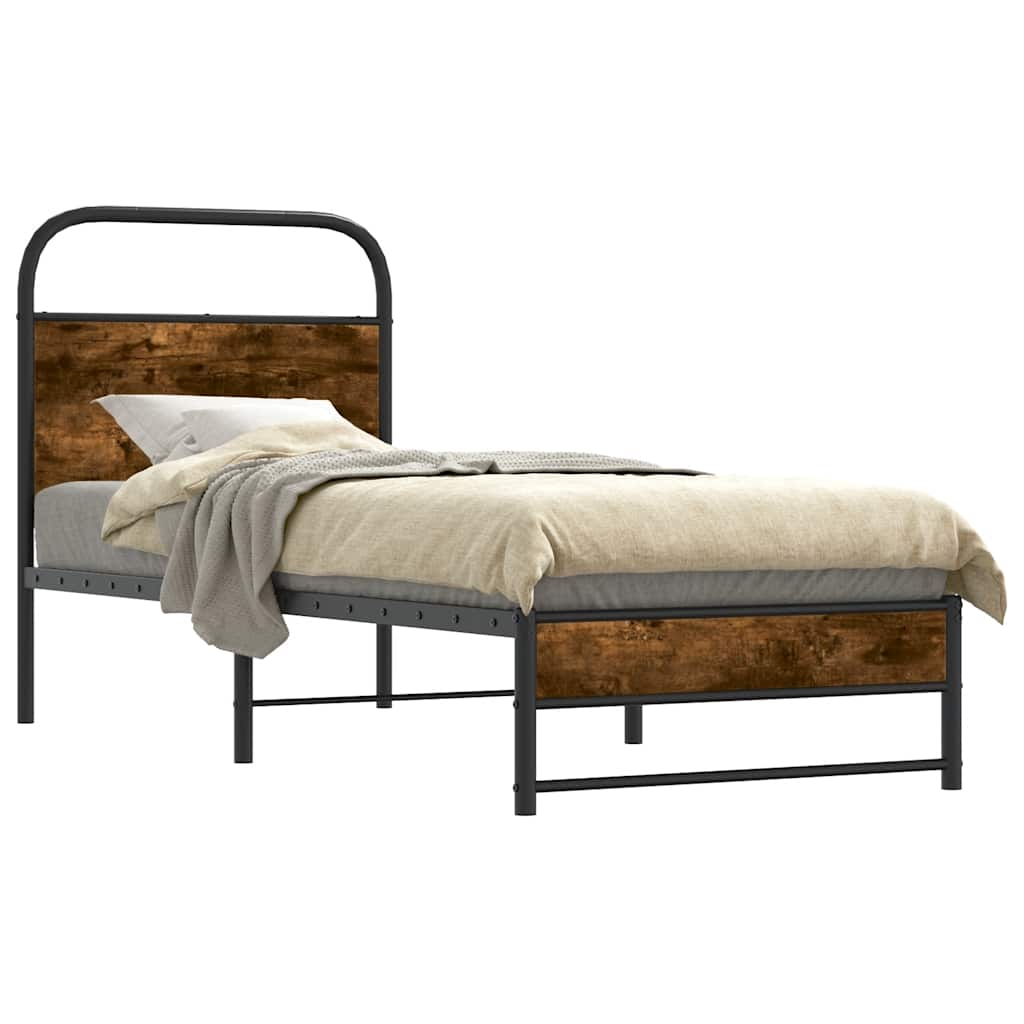 Bedframe zonder matras bewerkt hout gerookt eiken 80x200 cm is nu te koop bij PeponiXL, paradijselijk wonen!