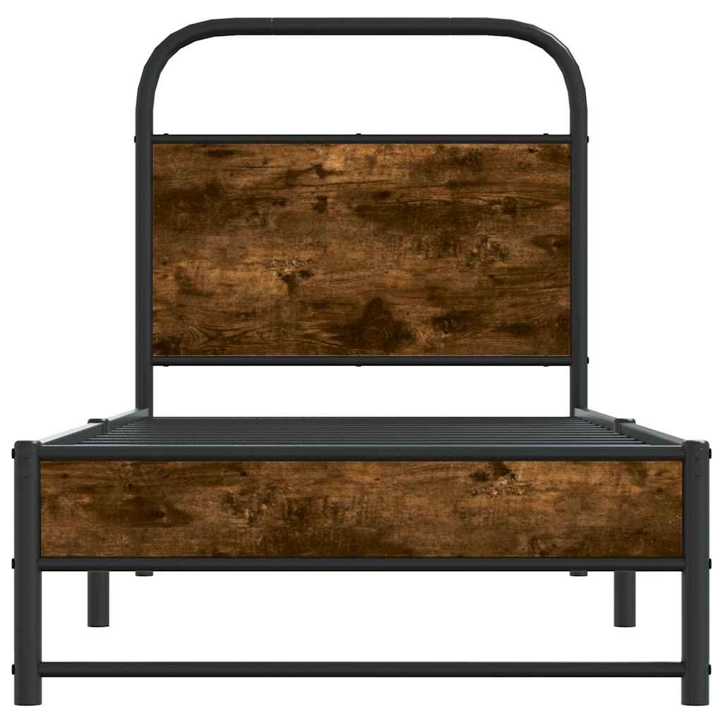 Bedframe zonder matras bewerkt hout gerookt eiken 80x200 cm is nu te koop bij PeponiXL, paradijselijk wonen!