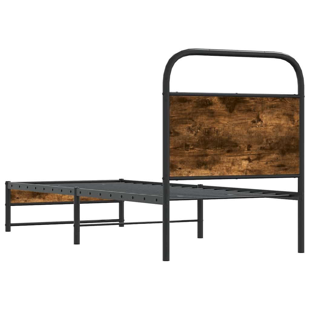 Bedframe zonder matras bewerkt hout gerookt eiken 80x200 cm is nu te koop bij PeponiXL, paradijselijk wonen!