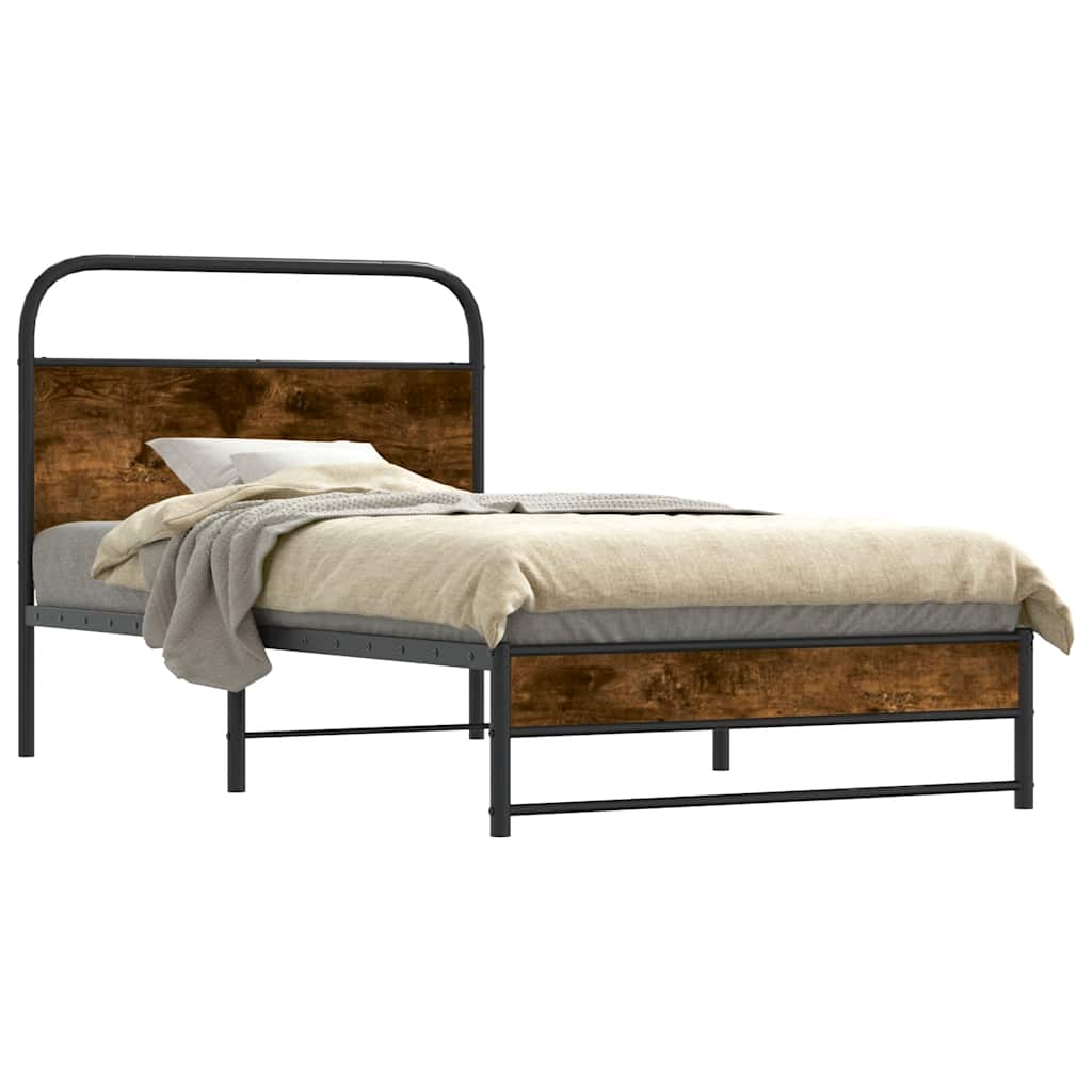 Bedframe zonder matras bewerkt hout gerookt eiken 90x190 cm is nu te koop bij PeponiXL, paradijselijk wonen!