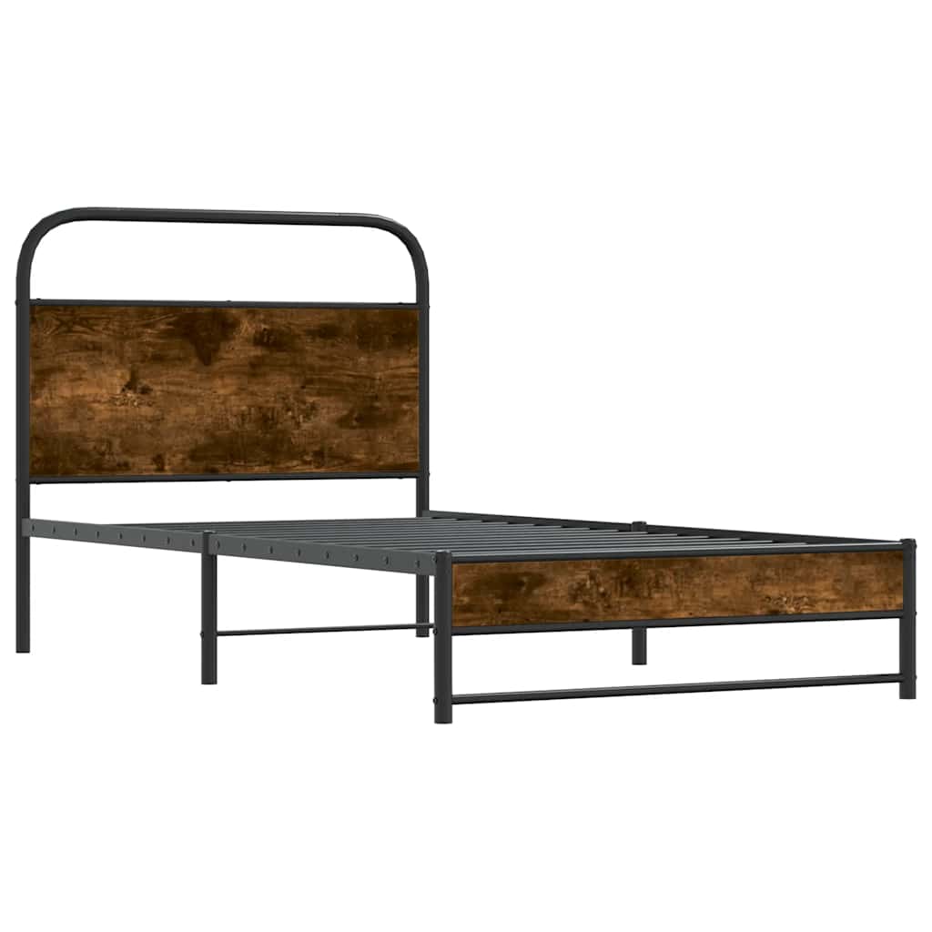 Bedframe zonder matras bewerkt hout gerookt eiken 90x190 cm is nu te koop bij PeponiXL, paradijselijk wonen!