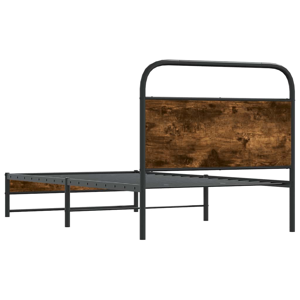 Bedframe zonder matras bewerkt hout gerookt eiken 90x190 cm is nu te koop bij PeponiXL, paradijselijk wonen!