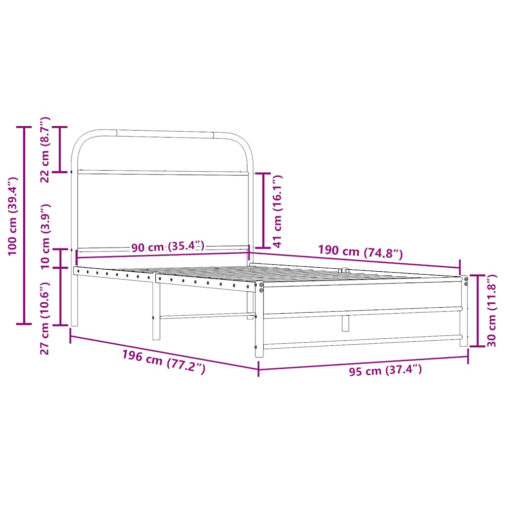 Bedframe zonder matras bewerkt hout gerookt eiken 90x190 cm is nu te koop bij PeponiXL, paradijselijk wonen!