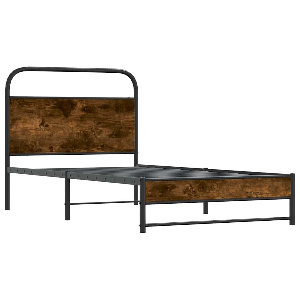 Bedframe zonder matras bewerkt hout gerookt eiken 100x190 cm is nu te koop bij PeponiXL, paradijselijk wonen!