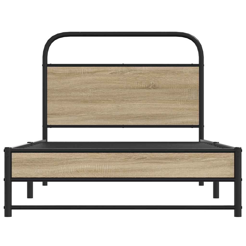 Bedframe zonder matras bewerkt hout gerookt eiken 100x190 cm is nu te koop bij PeponiXL, paradijselijk wonen!