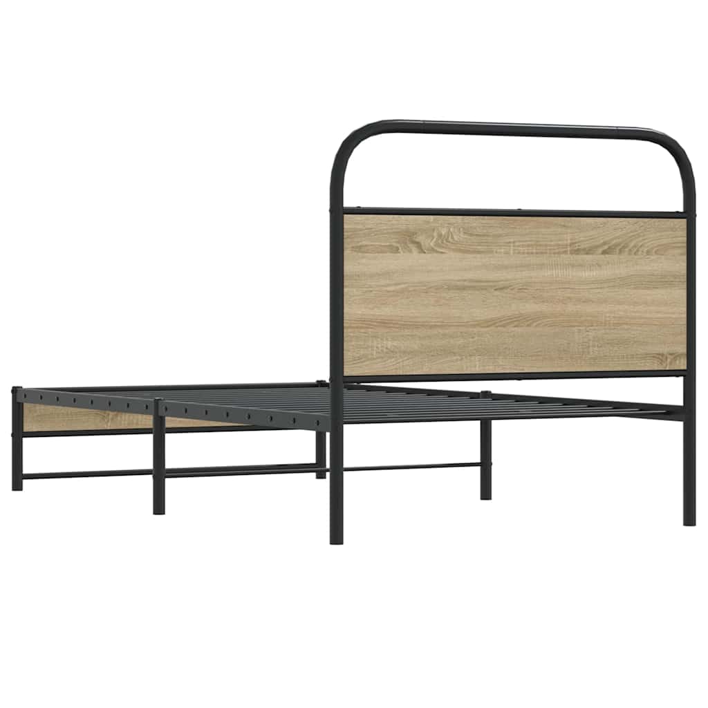 Bedframe zonder matras bewerkt hout gerookt eiken 100x190 cm is nu te koop bij PeponiXL, paradijselijk wonen!