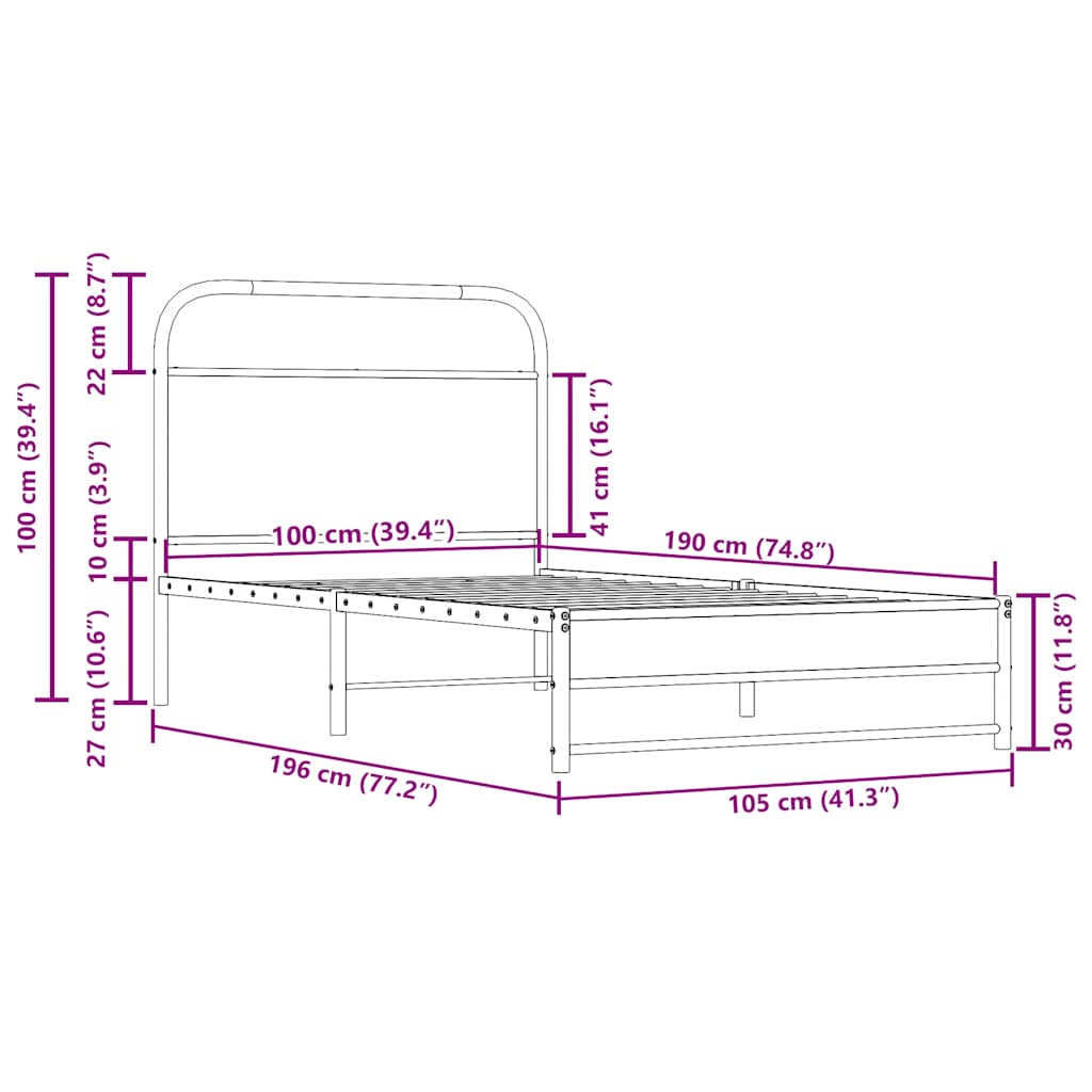 Bedframe zonder matras bewerkt hout gerookt eiken 100x190 cm is nu te koop bij PeponiXL, paradijselijk wonen!