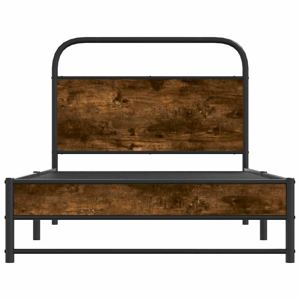 Bedframe zonder matras bewerkt hout gerookt eiken 100x200 cm is nu te koop bij PeponiXL, paradijselijk wonen!