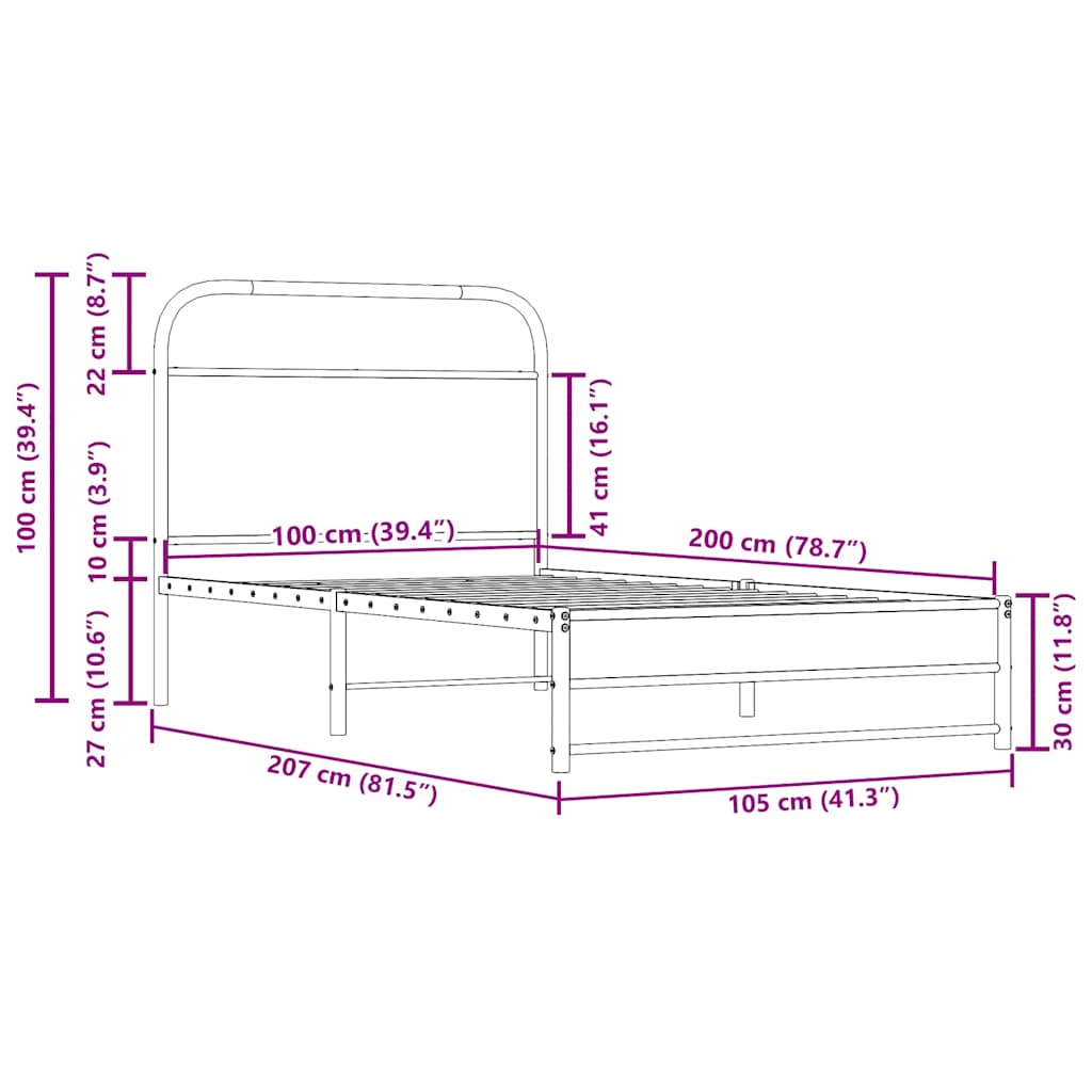 Bedframe zonder matras bewerkt hout gerookt eiken 100x200 cm is nu te koop bij PeponiXL, paradijselijk wonen!