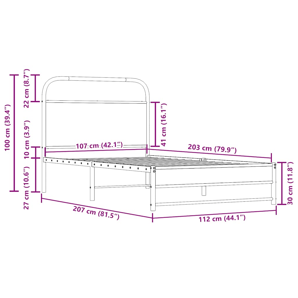 Bedframe zonder matras bewerkt hout gerookt eiken 107x203 cm is nu te koop bij PeponiXL, paradijselijk wonen!