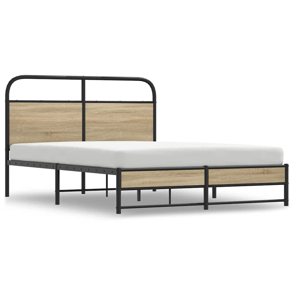 Bedframe zonder matras bewerkt hout gerookt eiken 120x190 cm is nu te koop bij PeponiXL, paradijselijk wonen!