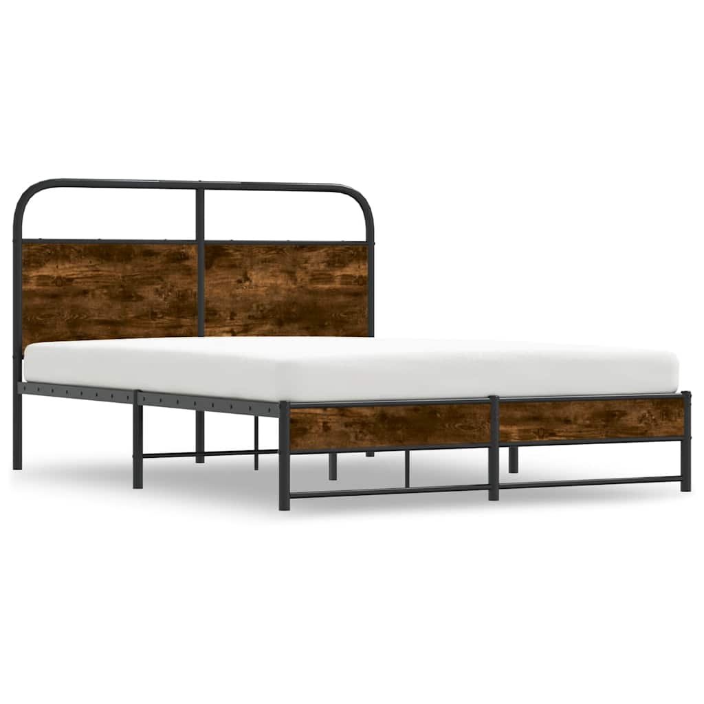 Bedframe zonder matras bewerkt hout gerookt eiken 120x200 cm is nu te koop bij PeponiXL, paradijselijk wonen!